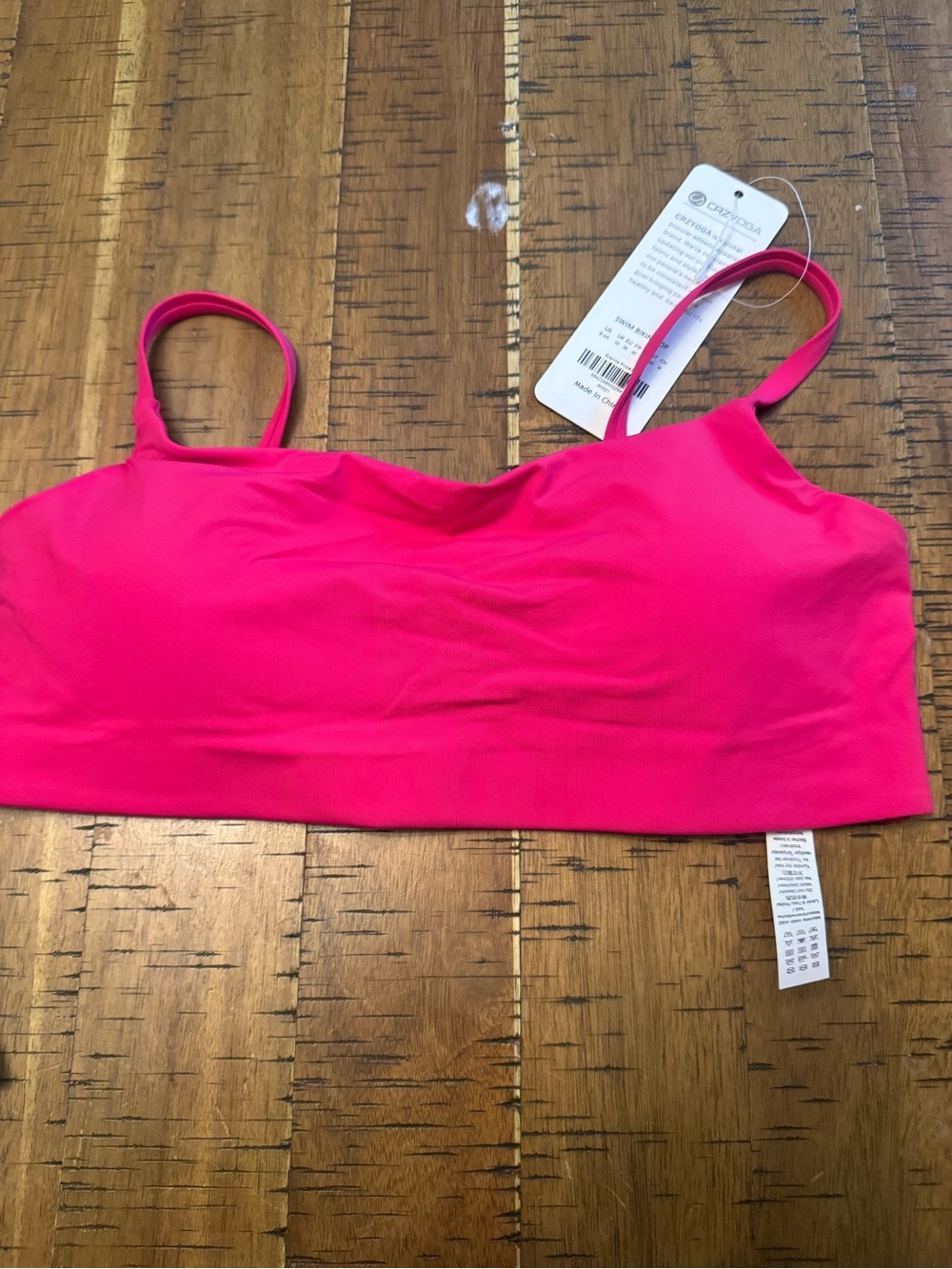 CRZ YOGA Seamless Hot Pink Bralette. Swim bikini top.